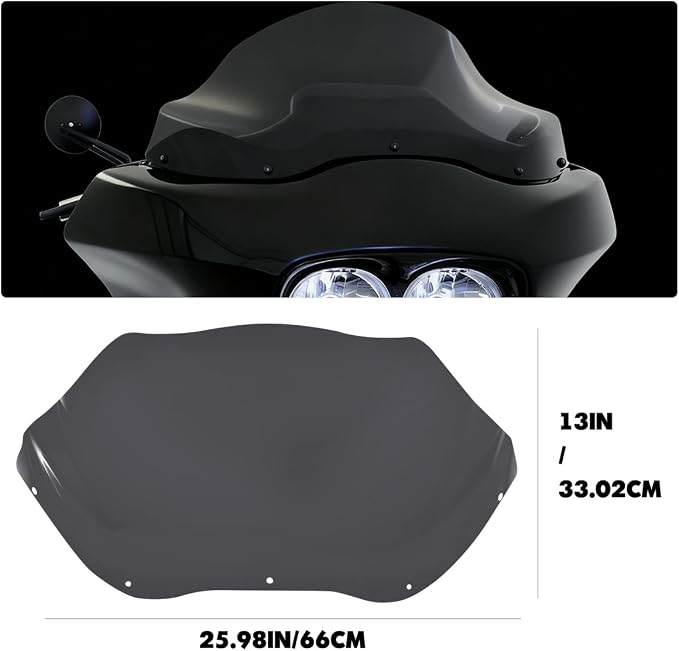 13" Wave Windshield Windscreen Compatible for 1996-2013 Harley Davidson Touring Road Glide EFI FLTRI/FLTR/FLTRU/FLTRXSE/FLTRXSE2/FLTRX/FLTRSEI for Road Glide Accessories, Black
