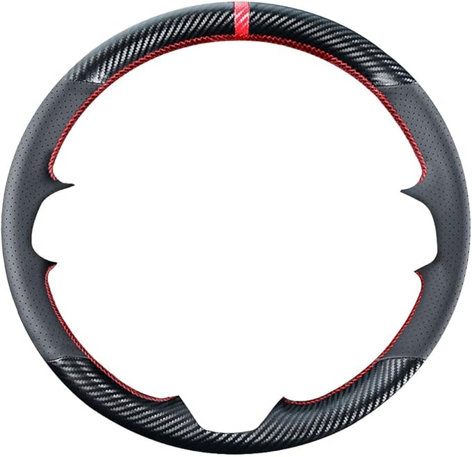 DIY Stitching Carbon Fiber Steering Wheel Cover for Mazda 3 2010 2011 2012 2013 / Mazda 6 2012 2013 / Mazda 5 2012-2015 / CX-9 2010-2015 15 inches Leather Interior Accessories