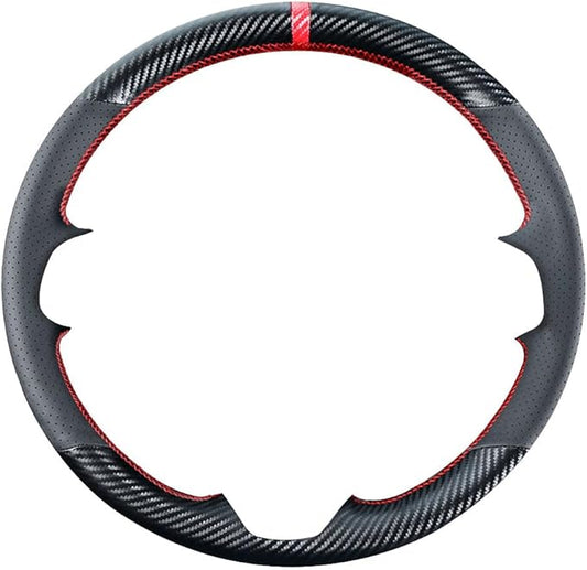 DIY Stitching Carbon Fiber Steering Wheel Cover for Mazda 3 2010 2011 2012 2013 / Mazda 6 2012 2013 / Mazda 5 2012-2015 / CX-9 2010-2015 15 inches Leather Interior Accessories