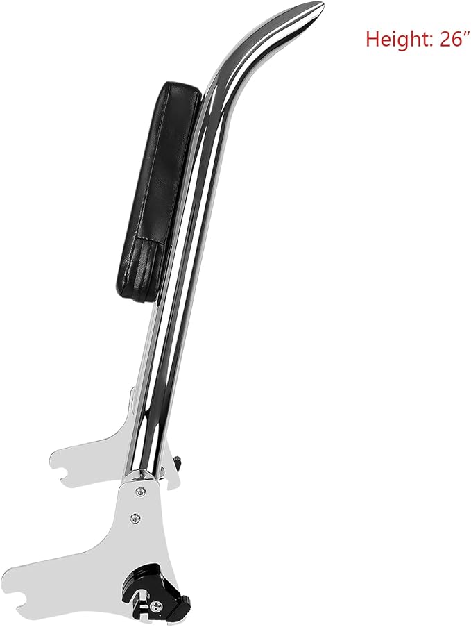 Detachable Chrome Sissy Bar Passenger Backrest Rear Pad Compatible for Harley Davidson Touring 1997-2008 Road King Electra Glide Street Glide FLHR FLHX FLHT FLTR [26 Inches]