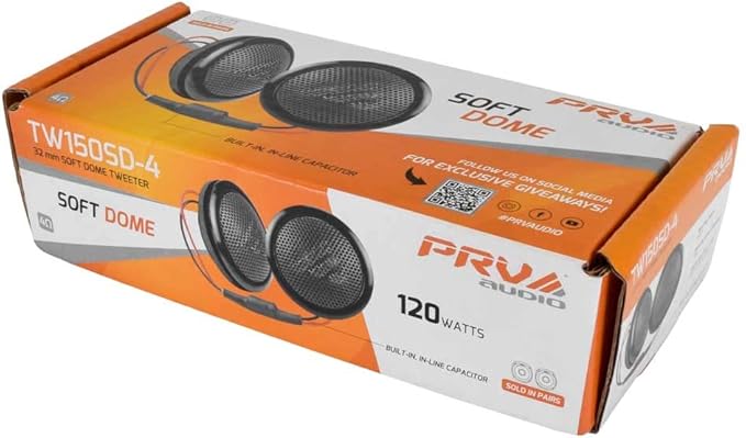 PRV AUDIO Soft Dome Tweeters 240 Watts 4 Ohm TW150SD-4 with Built-in Crossover, 32 mm Silk Dome, Neodymium Magnet for Car Audio and Motorcycle Systems Easy Flush Mount (Pair)