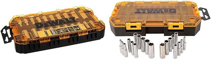 DEWALT Deep Socket Set, 20-Piece, 3/8" Drive Metric/SAE (DWMT73812) & Deep Socket Set, 20-Piece, 1/4" Drive Metric/SAE (DWMT73811)