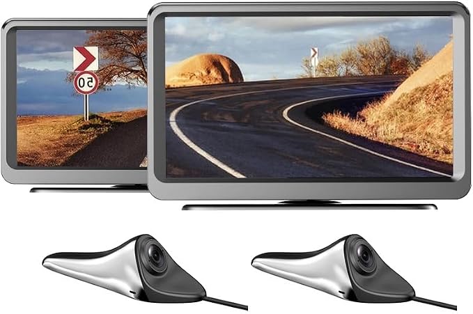 Blind Spot System for Any Car, HD Side View Security Camera, Electronic Blind Spot Rearview Mirror Camera with Rotatable Lens, 120 Wide Angle View, Paste Installation, AHD 720/1080P (1, Silver)