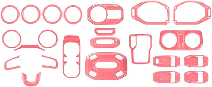 RT-TCZ for Wrangler JL Pink Interior Trim Kit, JL Dash Air AC Vent Trim for Jeep Wrangler JL JLU Gladiator JT 2018-2023 Pink Interior Accessories 23pcs