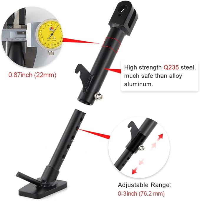 Xitomer 3 inches Adjustable Kickstand Sidestand Fit for CB500F CB500FA CBR500R CBR500RA CB500X CB500XA 2013-2021 Motorcycle Adjustable Side Stand