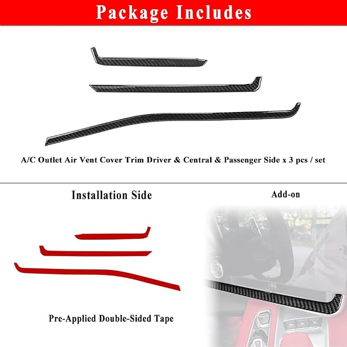 AeroBon Real Carbon Fiber Interior Cover Trim Compatible with 2020-2025 Corvette C8 Stingray Z06 E-Ray AC Air Vent Surrounding Trim