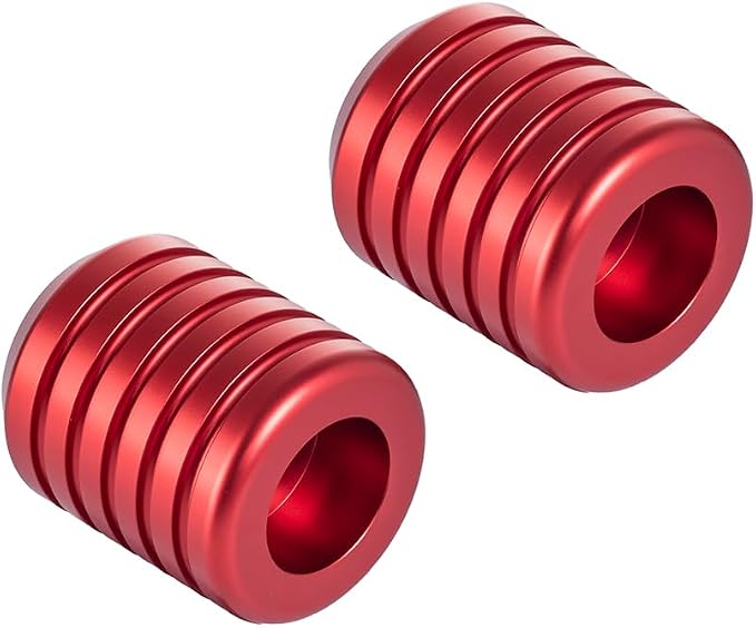 Advanblack CNC Aluminum Motorcycle Frame Sliders – Crash Bar Slider for Harley 1-1/4” Flat Out & Highway Crash Bars/Saddlebag Guards – Red, Gold, Black, Silver – Bolt-On Pair with Screws (Red CNC)