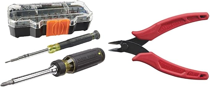Klein Tools Precision Driver Kit with Multi-Bit Screwdriver and Diagonal Cutting Pliers (5-Inch)