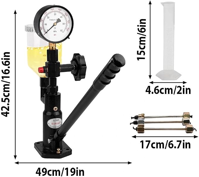 Diesel Fuel Injector Tester New 600Bar 8000PSI Diesel Injector Nozzle Tester Kit with Dual Scale Gauge to Adjust Injector Nozzle Pressure and Testing Diesel Injector Nozzle Pop Pressure Tester