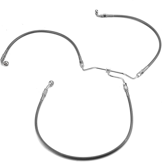 Mofun 52" Extended Length Hydraulic Front Brake Line Kit Stainless Steel Compatible with Harley Dyna Low Rider Fat Bob FXDF FXDFSE Non-ABS 2009-2017, Fit 16"-18" Handlebar Black