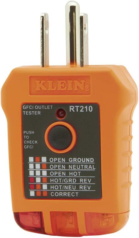 Klein Tools RT250 GFCI Outlet Tester with LCD Display and Klein Tools RT210 Outlet Tester