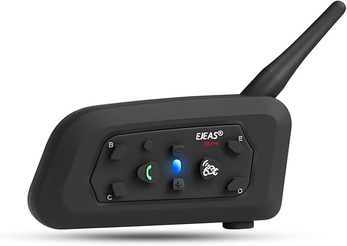 EJEAS V6 Pro Motorcycle Helmet Bluetooth Intercom, 2-Way 1200M Motorcycle Bluetooth Headset Universal Communication System with Noise Cancellation and Waterproof for Dirt Bike/ATV/Snowmobile (1PC)
