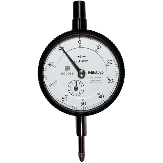 Mitutoyo 2046A, Dial Indicator, 0.01 Grad Resolution with Smooth Plunger Action, Accurate Measurement Feedback, Durable Construction, & Repeatable Performance for Professional Inspection Applications | Smooth Plunger Action, Accurate Measurement Feedba...