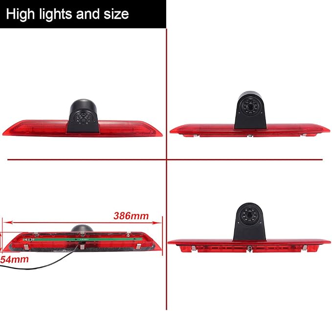 4.3" LCD Mirror+3rd Brake Light Rear View Backup Camera Brake Lamp Reverse Camera for Ford Transit tourneo Custom Jumbo Kasten V363 F150 F250 F350 V636 MK8 2012-2020