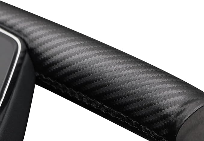 MEWANT Hand Stitch Black Matte PU Carbon Fiber Suede Steering Wheel Cover for Tesla Model S Yoke 2021-2023 Model X Yoke