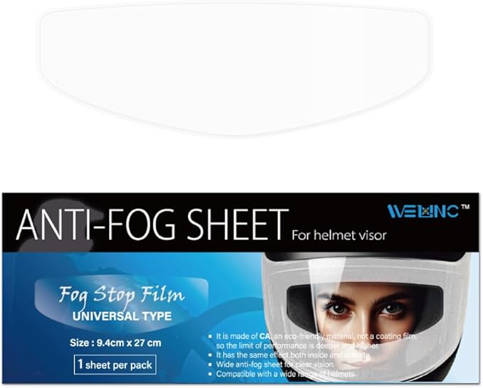 Universal Anti-Fog Film for Motorcycle Helmet Shield (3.7" x 10.6"), Visor Insert, Helmet Lens Sticker Anti-fog Shield Film - Made in Korea
