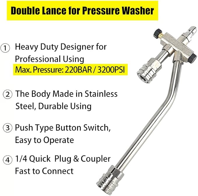 Foam Cannon Dual-Connector Accessory, Aluminium Foam Cannon, Pressure Washer Accessories with 1/4" Quick Connect for Car Wash, 5 Sprayer Tips #035, Nozzle Holder