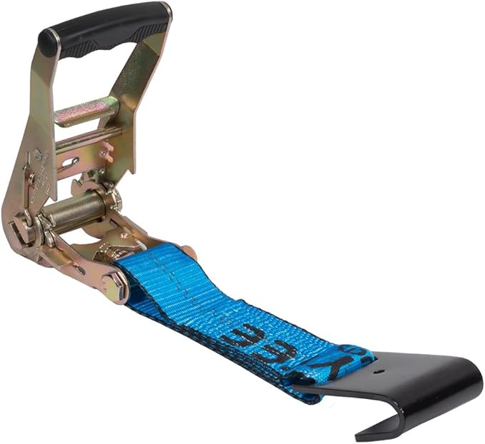 Mytee Products 2" x 120" Car Tie Down Straps for Trailer with Flat Hook - 3333 LB WLL Blue Lasso Style Tire Straps for Car Trailer with Ratchets - Vehicle Tie Down Wheel Straps for Hauling Cars