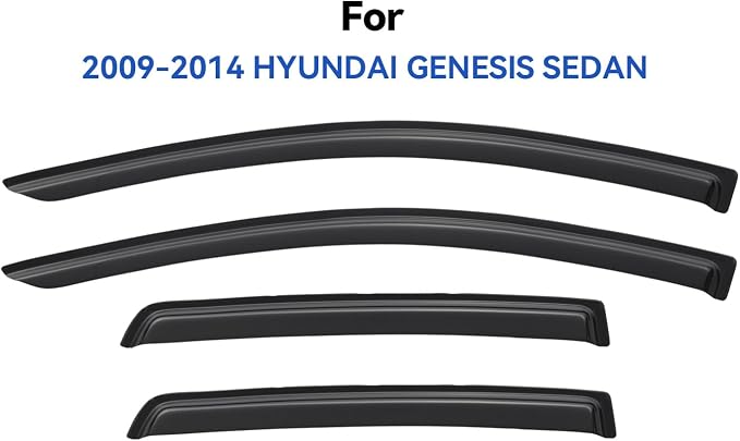 Window Visors Rain Guards for 2009-2014 Hyundai Genesis Sedan, Out-Channel Window Vent Wind Deflectors Visors Shades for 09-14 Hyundai Genesis