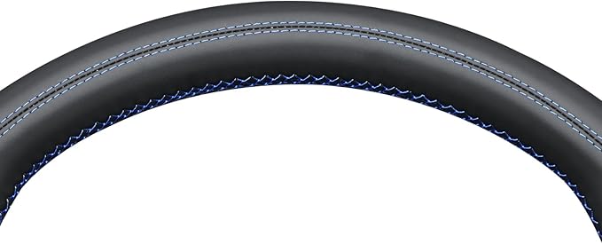 MEWANT Hand Stitch Black Smooth Faux Leather Steering Wheel Cover for Subaru WRX STI 2015-2021 DIY Steering Wheel Wrap