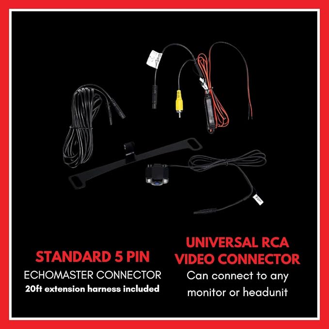 EchoMaster Universal HD Front or Rear Backup Camera with Night Vision & Multiple Mounting Bracket Options, IP67 Waterproof, Parking Lines, Ultra Wide Viewing Angle, Works with Most Aftermarket Radios