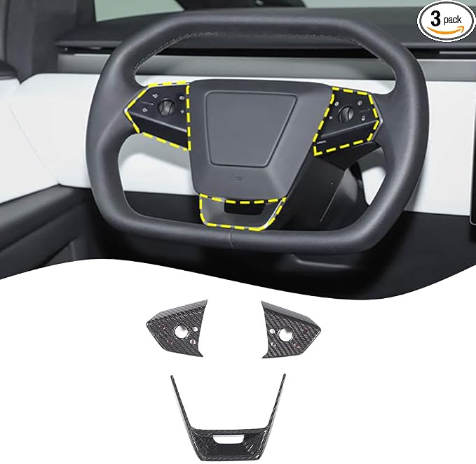 for Tesla Cybertruck 2024-2025 Center Console Button Panel Decorative Protective Cover, Genuine Carbon Fiber Car Interior Accessories, Luxury Carbon Fiber Panel (Black Carbon)