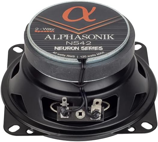 Alphasonik 1 Pair of NS42 Neuron Series 4" (240 Watts Max for The Pair) 120 Watts Max Per Speaker 2-Way Full-Range Car Audio Speaker with PEI Dome Tweeter Polypropylene Cone Grilles Included