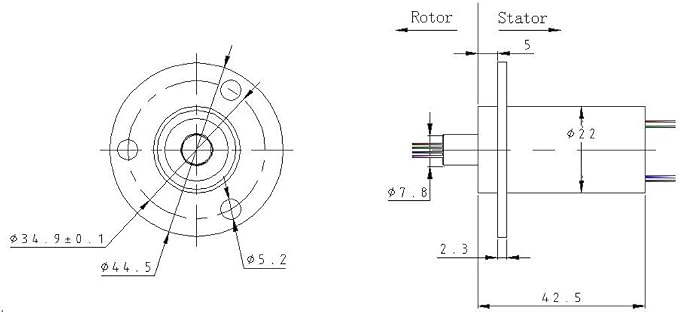 Taidacent 3 4 8 Wires 5A 10A 15A 30A Electrical Slip Ring Collector Ring Rotary Electrical Contact Joint Rotary Connector Commutator (8 Wires 10A Diameter 22mm)