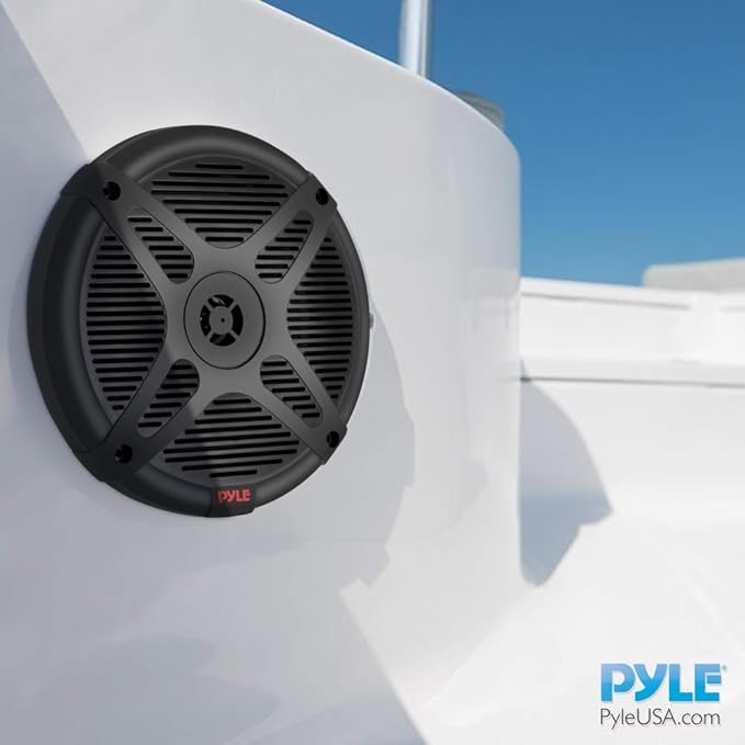 Pyle 6.5 Inch Marine Speakers - Coaxial 2-Way Waterproof Component Speaker Pair | Audio Stereo Sound System with Wireless RF Streaming Support | 6.5" In., 600 Watt - Pyle PLMRF65SB