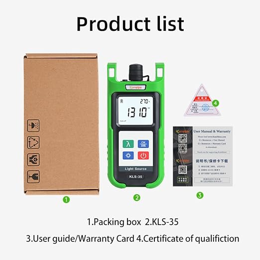 Fiber Optical Power Meter OPM KPM-35 with 850/980/1300/1310/1490/1550/1625nm Wavelengths -70~+10dBm, SM 1310/1550nm Fiber Light Source KLS-35 with SC, FC Connector+LED Light