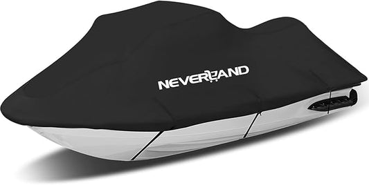 NEVERLAND Jet Ski Cover Suitable for 2 3 Seater Jetski Covers Heavy Duty Waterproof with 2 Air Vent Marine Grade UV Resistant Compatible with Yamaha Sea-Doo Lengths 120'' to 135"(Black)