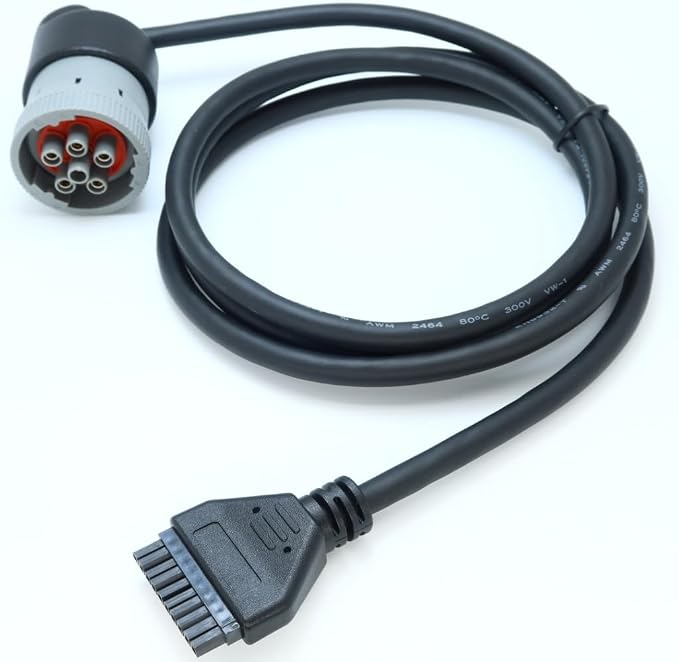 6Pin J1708 Cable for PT30 Device (Black, Male-to-Female, 12V DC, 1m)