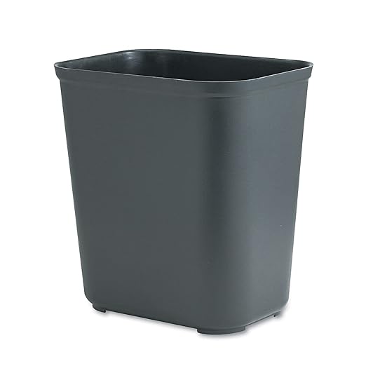 Rubbermaid Commercial Products Fire Resistant Wastebasket 7GAL/28 QT, Black, for Hospitals/Schools/Hotels/Offices