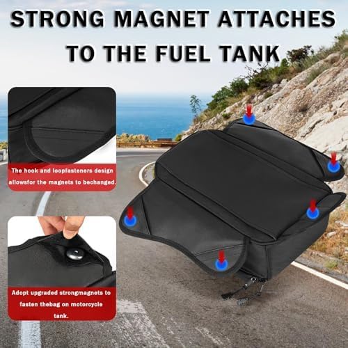 Motorcycle Tank Bag for Yamaha FZ 07 2015-2017, Magnetic & Strap Mount Tank Bag for Motorcycles, Motorcycle Touring Navigation Luggage Bag Tank Bags, B Magnetic