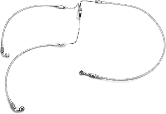 Mofun 57" Upper and Lower Hydraulic Brake Line Kit Non-ABS Compatible with Harley Touring Road Glide Road King 1999-2007, Fit Street Electra Glide 1996-2007 Non-ABS, Fit 14"-16" Handlebar, Chrome