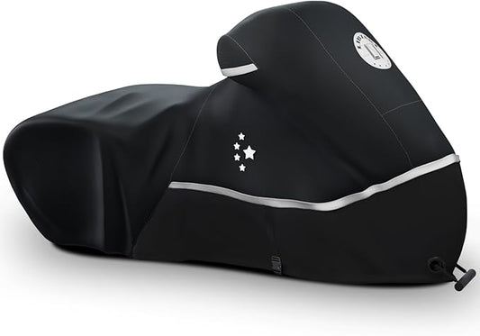 Motorcycle Cover 420D Heavy Duty All Season Universal Weather Waterproof Outdoor Protection 96" XXL Vehicle Cover/Black