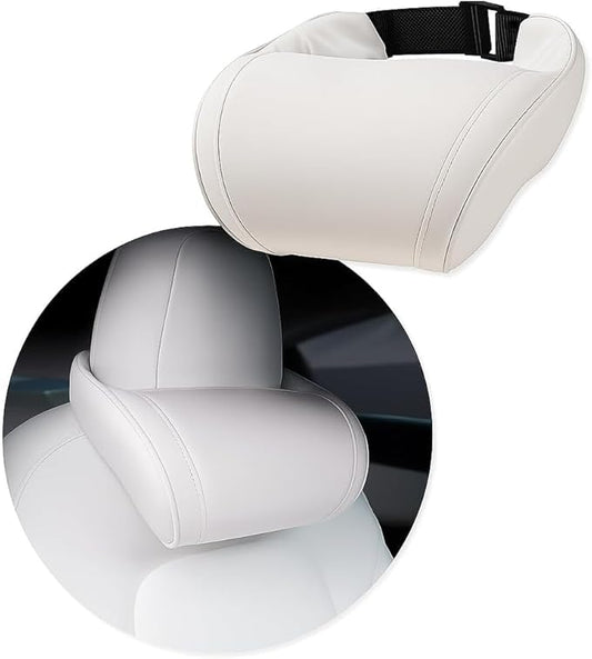 Car Headrest Neck Pillow Support Ergonomic, with Valve Stem Covers Accessory for Driving Seat Fatigue Relief Compatible with Model S X 3 Y & Cybertruck - 1 Piece