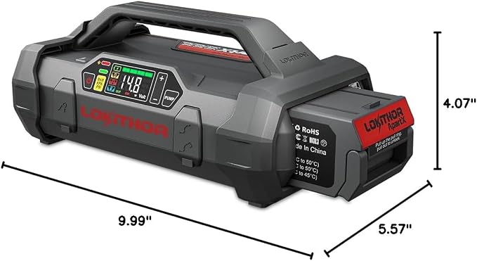 LOKITHOR ApartX Multi-Functional Vehicle Emergency Device, Car Jump Starter for 7.0 to 10.0 L Gasoline and 4.0 to 8.0 L Diesel Engines, Battery Booster with 150 PSI Tire Inflator(Battery not included)