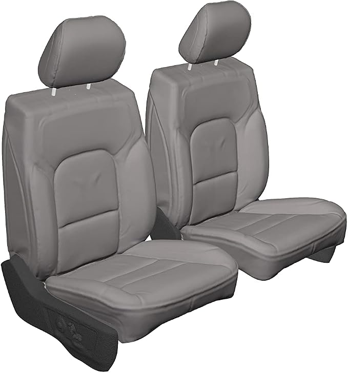 Durafit Seat Covers, F511-C8, Gray Waterproof Exact Seat Covers Compatible with 2015-2025 Ford F150-F550 XL/XLT/Lariat Front Buckets, Adjustable HR, Manual OR Electric Seats