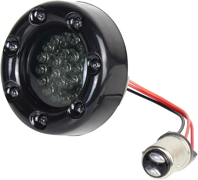 Eagle Lights 2 Inch Bullet Rear Infinity Beam LED Turn Signals and Brake Lights with LED Ring Covers for Harley Davidson - Black / 1157 Base