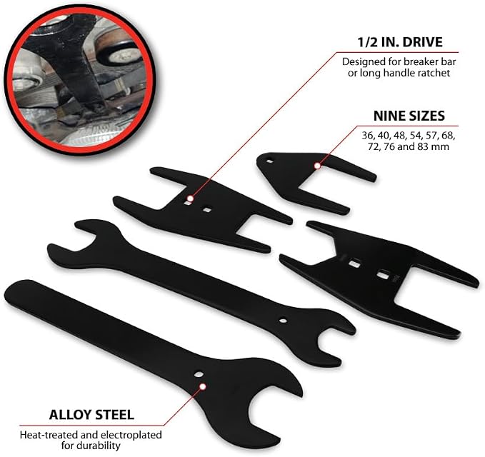 Performance Tool W89401 Fan Clutch Wrench Set (5 Pieces) - Essential Kit for Fan Clutch Servicing and Repairs