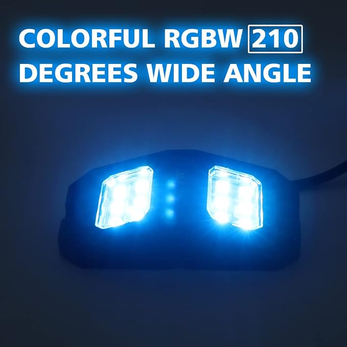 SUNPIE 8 Pods 210 Degrees Wide Angle RGBW Rock Lights Phone App Voice Mode Music Mode Automatic Control Neon Light Kit Wheel Well Lights for Off Road Truck SUV ATV UTV Boat