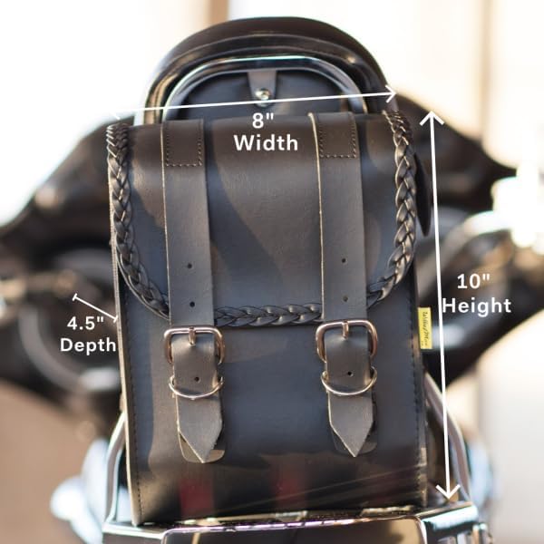 Dowco Willie & Max 58481-20 Braided Series: Synthetic Leather Motorcycle Sissy Bar Bag, Black, Universal Fit, 6 Liter Capacity