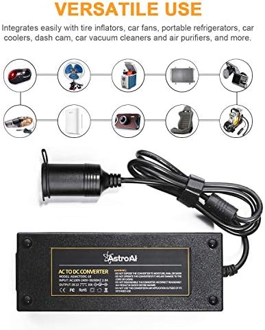 AstroAI Tire Inflator Portable Air Compressor for Car Tire Pump 150PSI and stroAI AC to DC Converter 10A/120W/7.78FT/110V to12V Converter