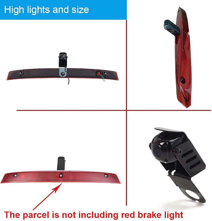 Third 3rd Brake Light Reversing Camera Brake lamp Parking Camera Replacement for Mercedes Benz Viano Vito W639 Van 3 VW Crafter Dritte 3 ab Transporter+4.3" Reverse Mirror