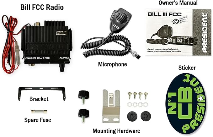 President Bill III (Bill 3) FCC AM/FM Ultra-Compact with P Channels, NRC, Weather Channel CB Radio. (TXUS201)