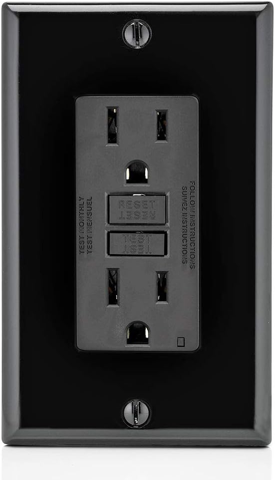 Leviton GFCI Outlet, 15 Amp, Self Test, Non Tamper-Resistant with LED Indicator Light, Protection from Electric Shock and Electrocution, GFNT1-E, Black (Pack of 10)