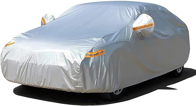 SEAZEN Car Cover Waterproof All Weather, Full car Covers UV Protection/Snowproof/Dustproof, Universal Car Cover 2 Layer with Zipper (Fit Sedan Length Up to 209")