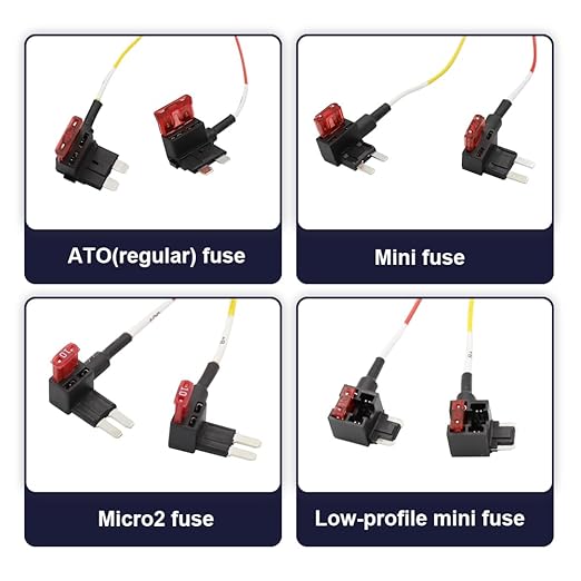 FITCAMX Fuse Box Cable Hardwire Kit, 4 in 1 ATO (Regular), Mini, Micro, Low-Profile Mini, 2Pcs Each