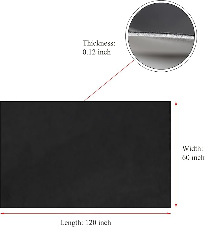 Suede Headliner Fabric with Foam Backing - Black Suede Headliner wrap Interior Material for Car/Truck/SUV/RV Roof, Home Repair/DIY Headliner Material Automotive Headliner Fabric (Black, 120"×60")